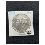 1898 UNC Morgan Silver Dollar Coin