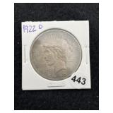 1922 D Peace Silver Dollar Coin