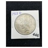 1922 D Peace Silver Dollar Coin