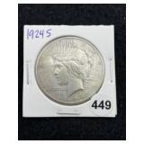 1924 S Peace Silver Dollar Coin