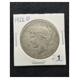 1922 D Peace Silver Dollar Coin
