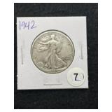 1942 Walking Liberty Half Dollar Silver Coin