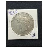 1923 D Peace Silver Dollar Coin