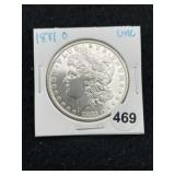 1881 O UNC Morgan Silver Dollar Coin