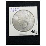 1922 S Peace Silver Dollar Coin