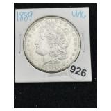 1889 UNC Morgan Silver Dollar Coin