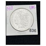 1921 UNC Morgan Silver Dollar Coin
