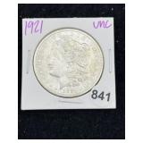 1921 UNC Morgan Silver Dollar Coin