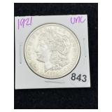 1921 UNC Morgan Silver Dollar Coin