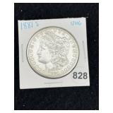 1881 S UNC Morgan Silver Dollar Coin