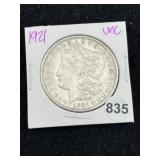 1921 UNC Morgan Silver Dollar Coin