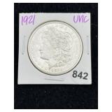 1921 UNC Morgan Silver Dollar Coin