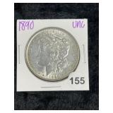 1890 UNC Morgan Silver Dollar Coin
