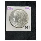 1896 UNC Morgan Silver Dollar Coin
