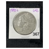 1890 S UNC Morgan Silver Dollar Coin