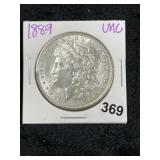 1889 UNC Morgan Silver Dollar Coin