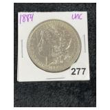 1884 UNC Morgan Silver Dollar Coin