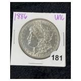 1886 UNC Morgan Silver Dollar Coin