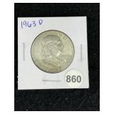 1963 D Franklin Half Dollar Silver Coin