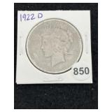 1922 D Peace Silver Dollar Coin