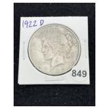 1922 D Peace Silver Dollar Coin