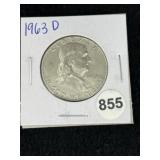 1963 D Franklin Half Dollar Silver Coin