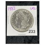 1882 UNC Morgan Silver Dollar Coin