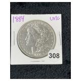 1884 UNC Morgan Silver Dollar Coin