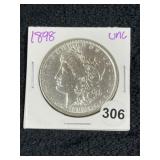 1898 UNC Morgan Silver Dollar Coin