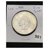 1 Ounce .999 Fine Silver Round Coin
