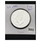 1 Ounce .999 Fine Silver Round Coin