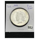 1 Ounce .999 Fine Silver Round Coin