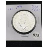 1 Ounce .999 Fine Silver Round Coin