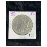 1886 UNC Morgan Silver Dollar Coin