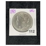 1890 UNC Morgan Silver Dollar Coin