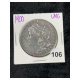 1900 UNC Morgan Silver Dollar Coin