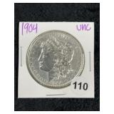 1904 UNC Morgan Silver Dollar Coin