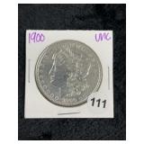 1900 UNC Morgan Silver Dollar Coin