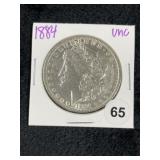 1884 UNC Morgan Silver Dollar Coin