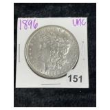 1896 UNC Morgan Silver Dollar Coin