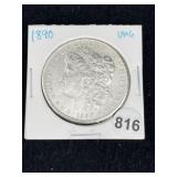 1890 UNC Morgan Silver Dollar Coin
