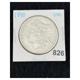 1890 UNC Morgan Silver Dollar Coin