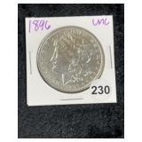 1896 UNC Morgan Silver Dollar Coin