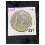 1889 UNC Morgan Silver Dollar Coin