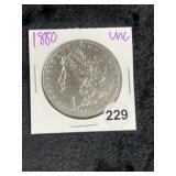 1880 UNC Morgan Silver Dollar Coin