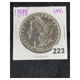 1898 UNC Morgan Silver Dollar Coin