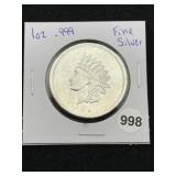 1 Ounce .999 Fine Silver Round Coin