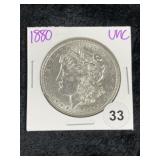 1880 UNC Morgan Silver Dollar Coin