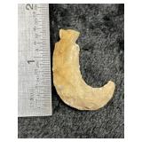 1 & 1/2" Chipped Hook Indian Artifact Arrowhead