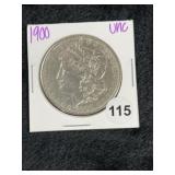 1900 UNC Morgan Silver Dollar Coin